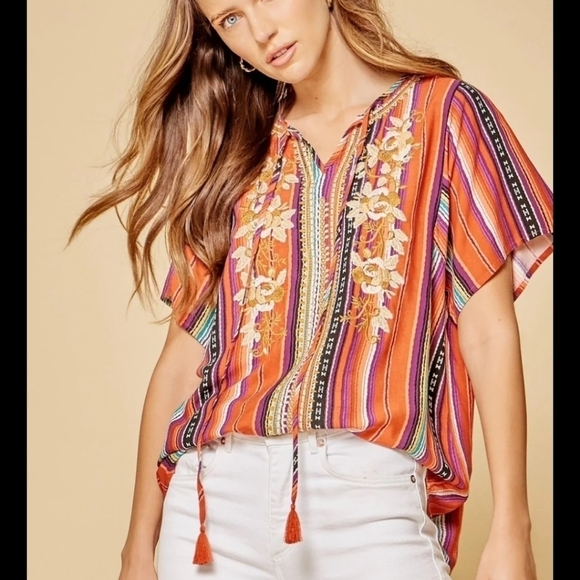 SAVANNA JANE boho top Womens size S - Picture 1 of 11
